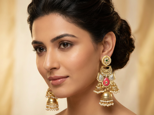 Statement Jhumka with Antique Gold Finish