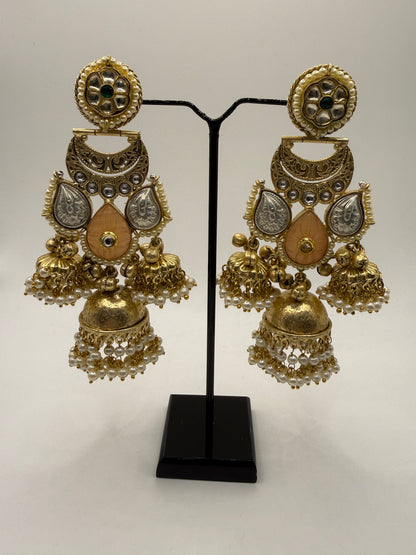 Statement Jhumka with Antique Gold Finish