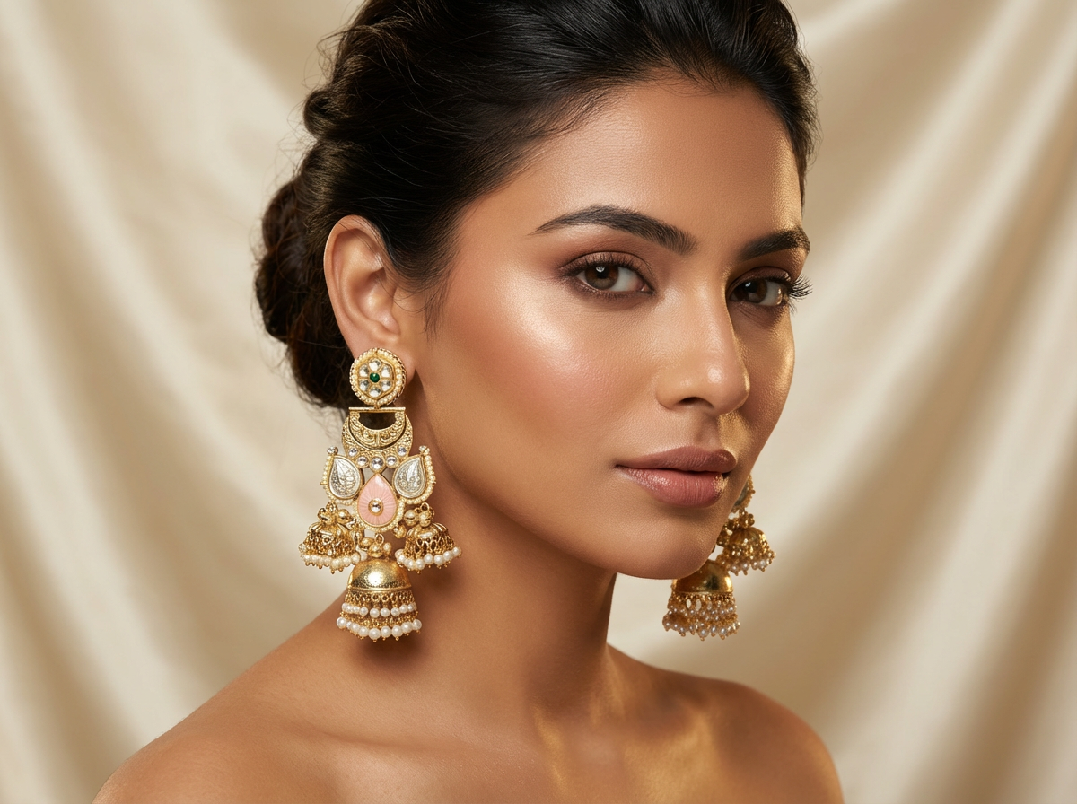 Statement Jhumka with Antique Gold Finish
