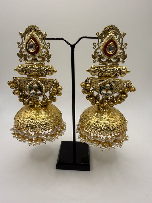 Temple-style Jhumka Crafted in Premium Brass