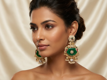 Pachi Kundan Studded Bird Earning