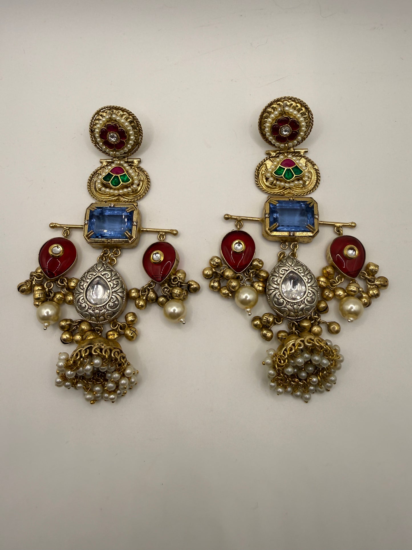 Statement Long Jhumka with Pearl Clusters