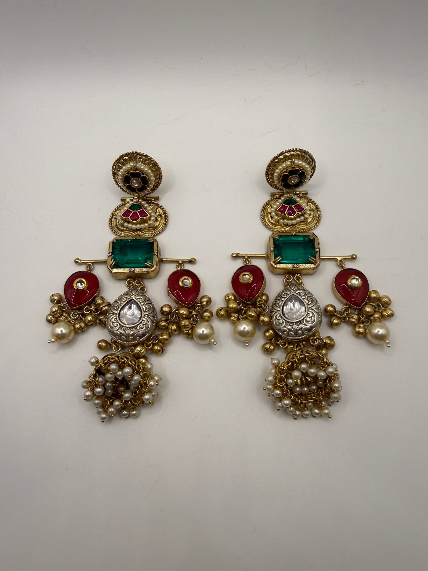 Statement Long Jhumka with Pearl Clusters